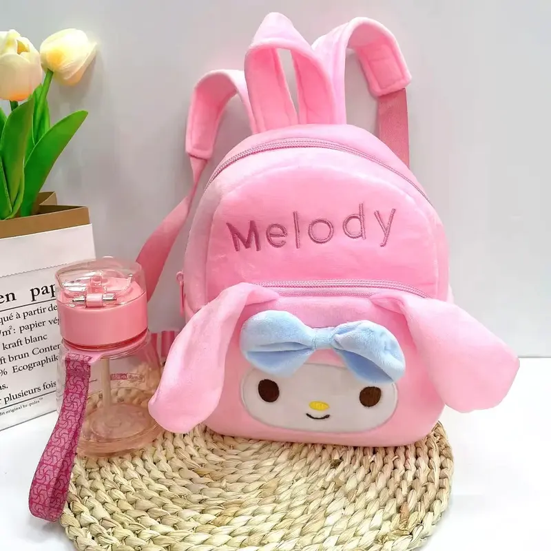 Sanrio Hello Kitty Melody Children's Backpack Cartoon Cute Plush Doll Kindergarten Girls Large Capacity Lightweight School Bag
