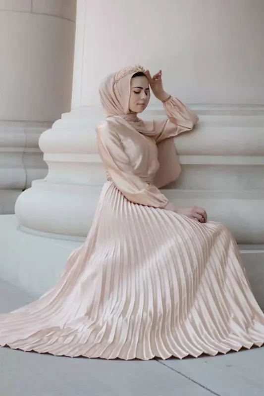 Dubai Abayas vestido de dobras para mulheres, cor sólida simples, renda, Turquia, Islã, patchwork, kaftan muçulmano