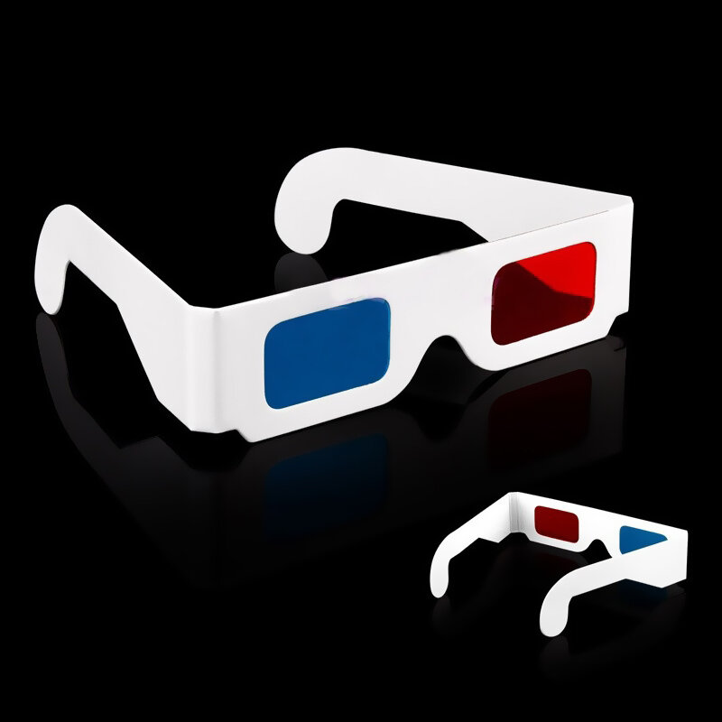 Papel de papelão anaglyph, vermelho e azul ciano óculos 3D para filme, universal, atacado, 1 a 100 pcs