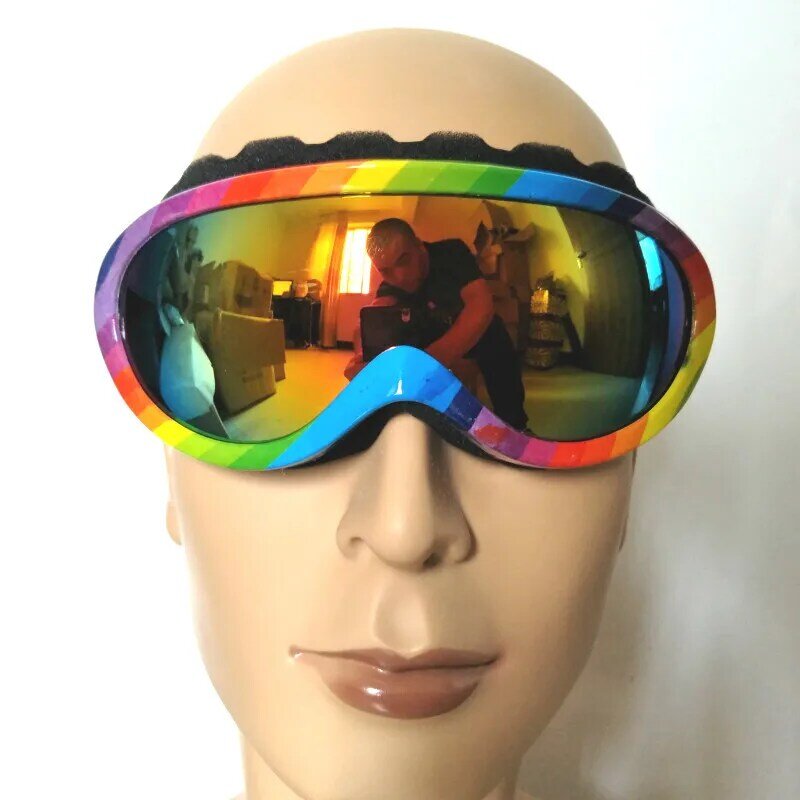 Kacamata Ski anak, lensa bola profesional, tahan angin, masker Ski luar ruangan untuk anak-anak