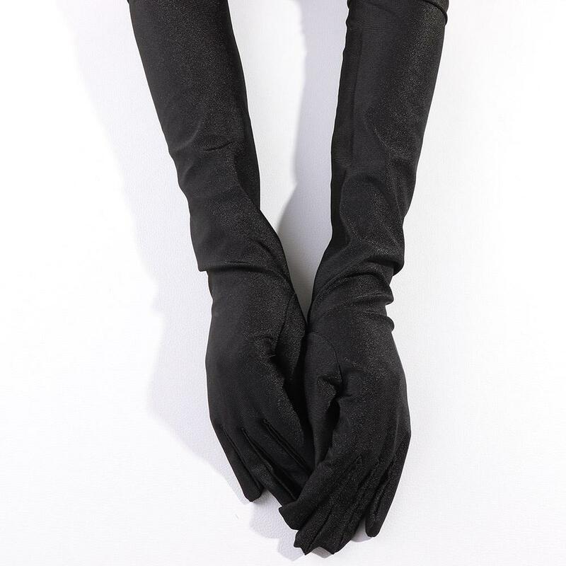 Женские атласные солнцезащитные длинные перчатки для вечеринок, перчатки для выпускного вечера, перчатки с пальцами, перчатки для вождения