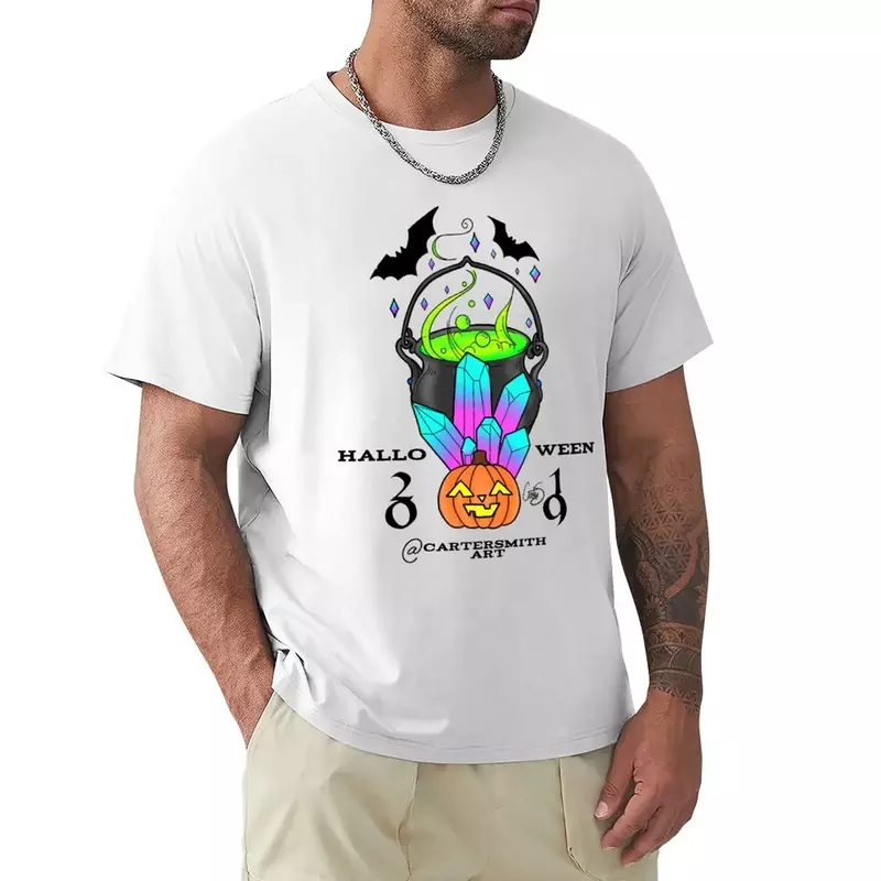 할로윈 2019 티셔츠, 귀여운 옷, 플러스 사이즈 상의, 반팔 티, 남성 티셔츠 팩