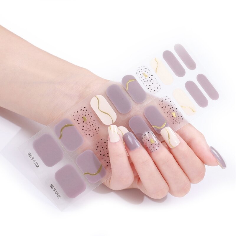 Полукруглые гелевые наклейки для ногтей, УФ/Светодиодная лампа, требуется 20 оберток для гель-лака для ногтей, модный дизайн, гелевые наклейки для ногтей для женщин