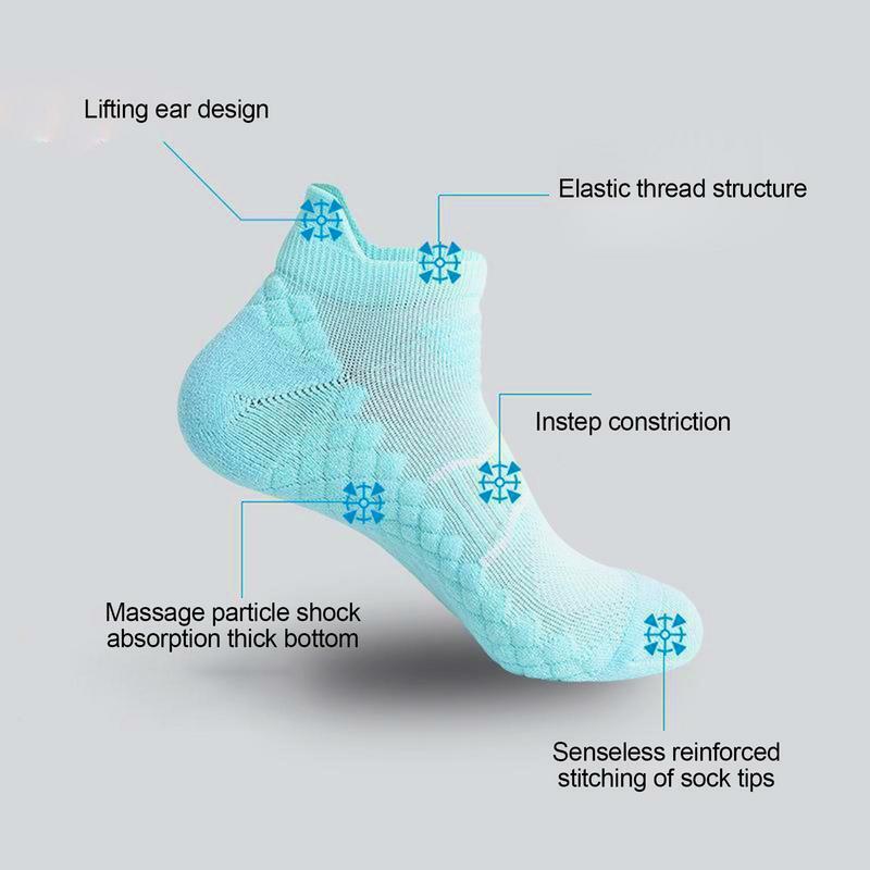 Sportlich gepolsterte niedrig geschnittene Socken mit Sport-Söckchen Unisex rutsch fest und geruchs neutral mit feuchtigkeit transportieren den Socken