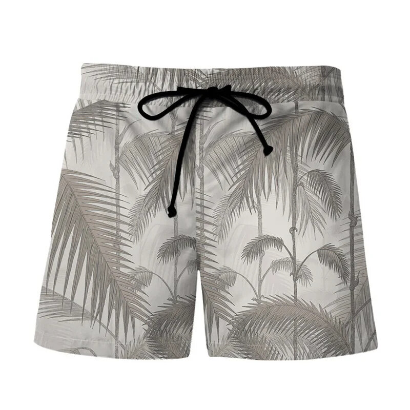 กางเกงว่ายน้ำลายฮาวายวินเทจสำหรับผู้ชายกางเกงขาสั้นชายหาดพิมพ์ลายต้นไม้ cocoanut แบบเขตร้อน3D สำหรับฤดูร้อน