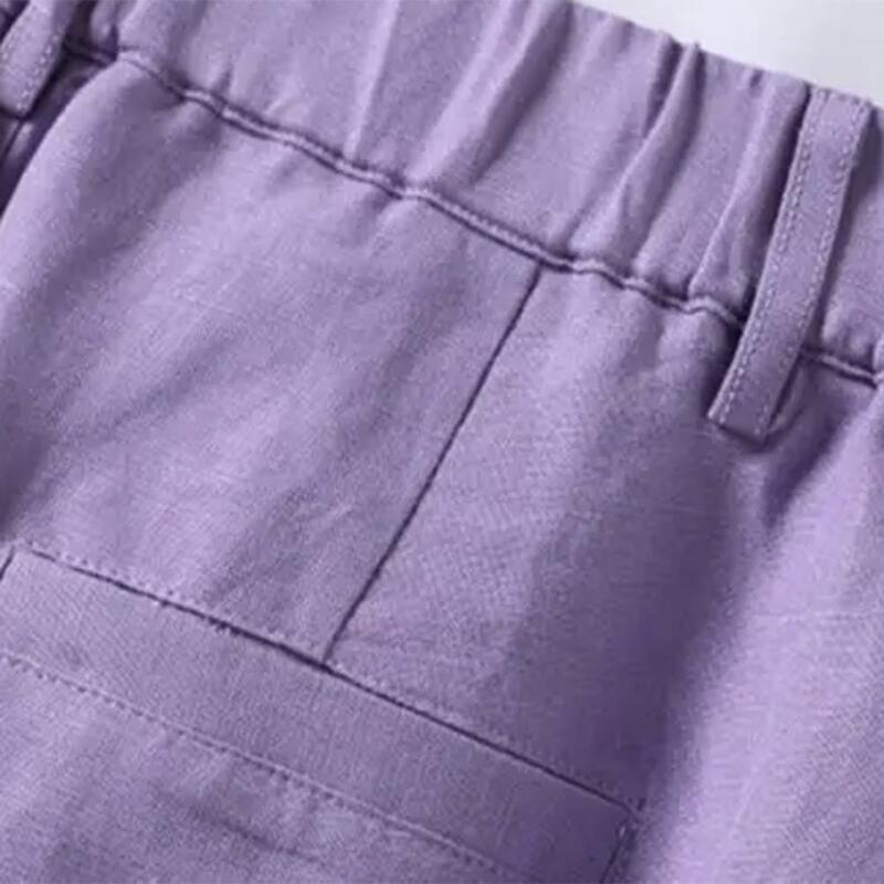 Women Work Shorts Elegant High-waist Wide-leg Suit Shorts for Women Stylish Elastic Waist Workwear Shorts with Button Zipper Fly