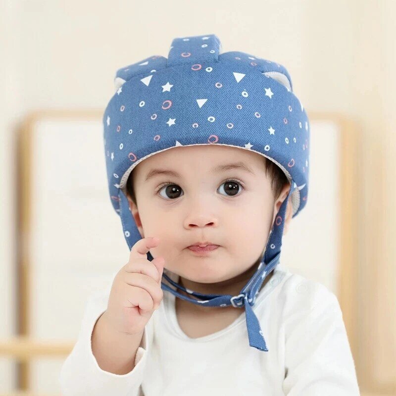 Helm keselamatan balita bahan katun untuk bayi, helm pelindung kepala untuk berjalan, merangkak, helm belajar berjalan untuk bayi