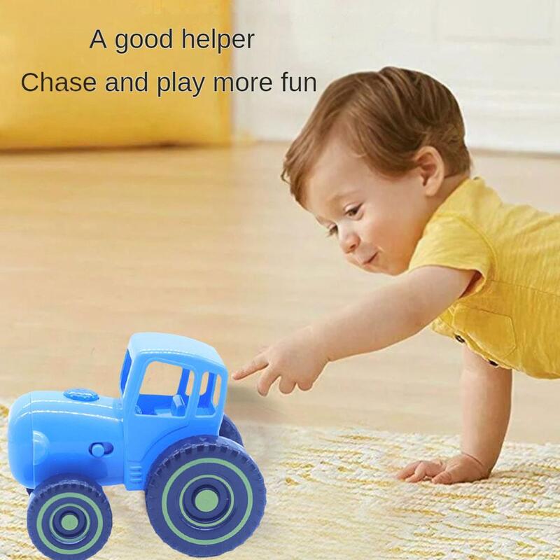 Mini giocattolo per auto trattore blu con modelli educativi musicali per regali di compleanno per bambini E0S7