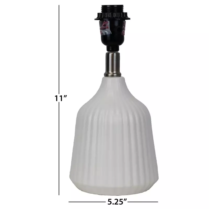 Mainstays Warm White Ribbed Ceramic Table Lamp, 16"H