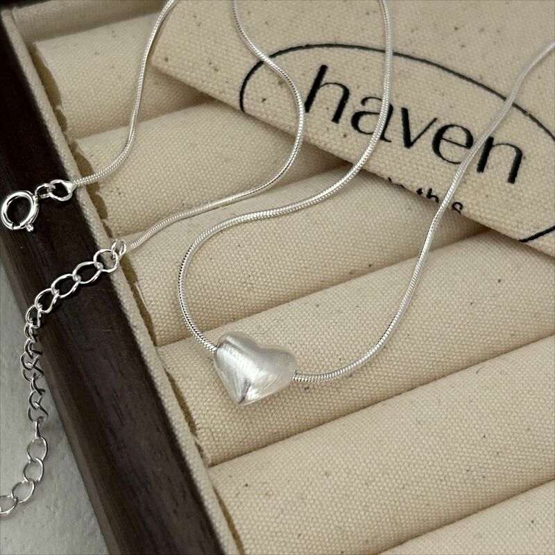 Female Silver 925 Heart Pendant Necklace Fashion 925 Silver Necklace For Women Jewelry Heart Pendant Girt Beautiful Snake Chian