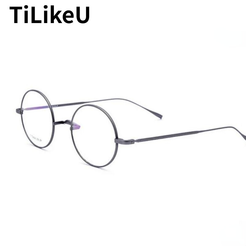 Ultra lekkie oprawki do okularów z czystego tytanu projektant Retro duże oprawki okrągłe okulary damskie oprawki do okularów optycznych męskie okulary dla osób z krótkowzrocznością
