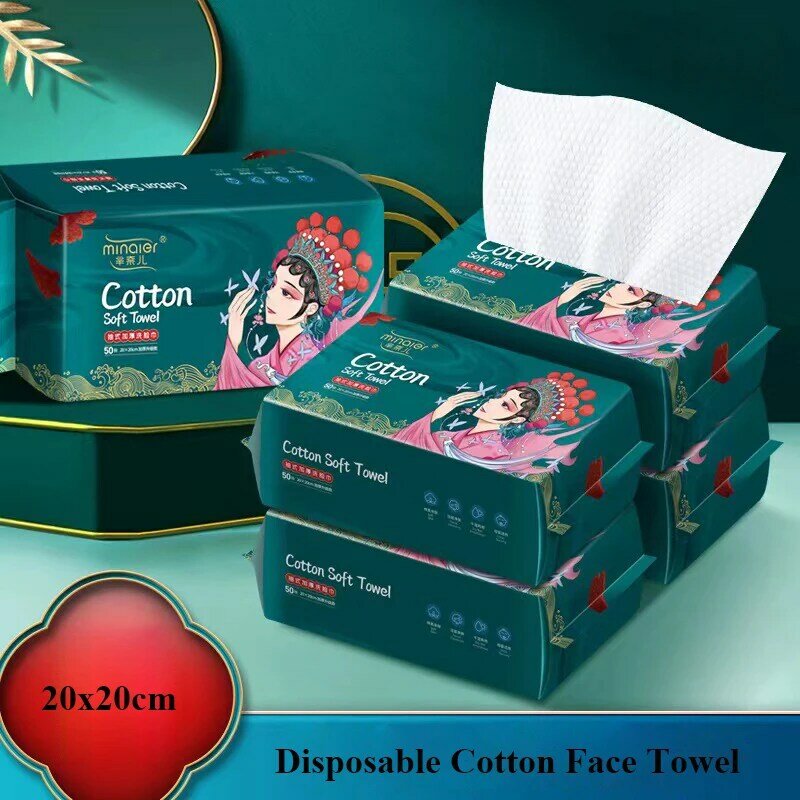 3Bags 20X20CM Soft Thick Disposable Cotton Towel Facial Cleansing Tissue Wet Dry Wipes Makeup Remover Towel