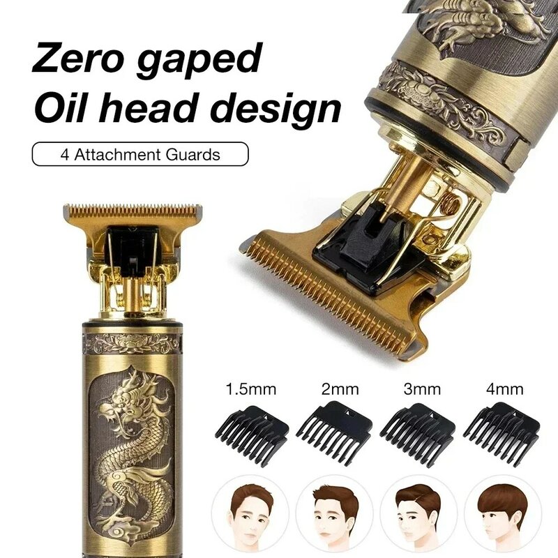 Vintage T9 Hair Trimmer for men Professional Hair Cutting Machine Cordless Beard Trimmer for Home Travel Cordless Hair Clipper