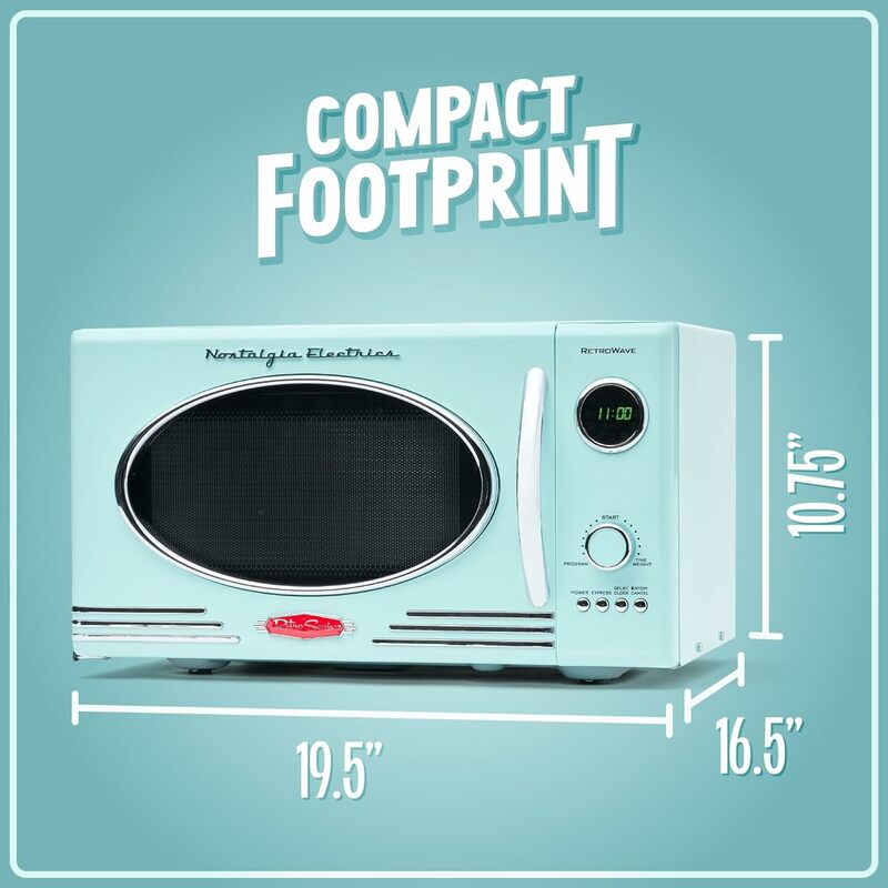 Nostalgia Retro Countertop Microwave Oven - Large 800-Watt - 0.9 Cu Ft - 12 Pre-Programmed Cooking Settings