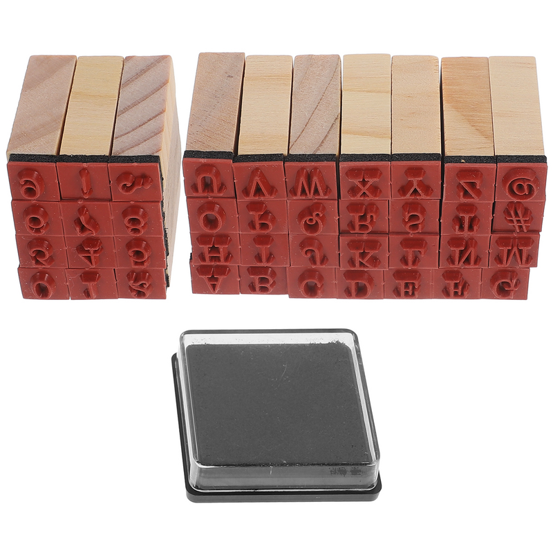 40 Pcs Alphanumeric Stamp Scrapbook Stamps Letter for Wood Handbook Alphabet Crafting Supplies Wooden Letters