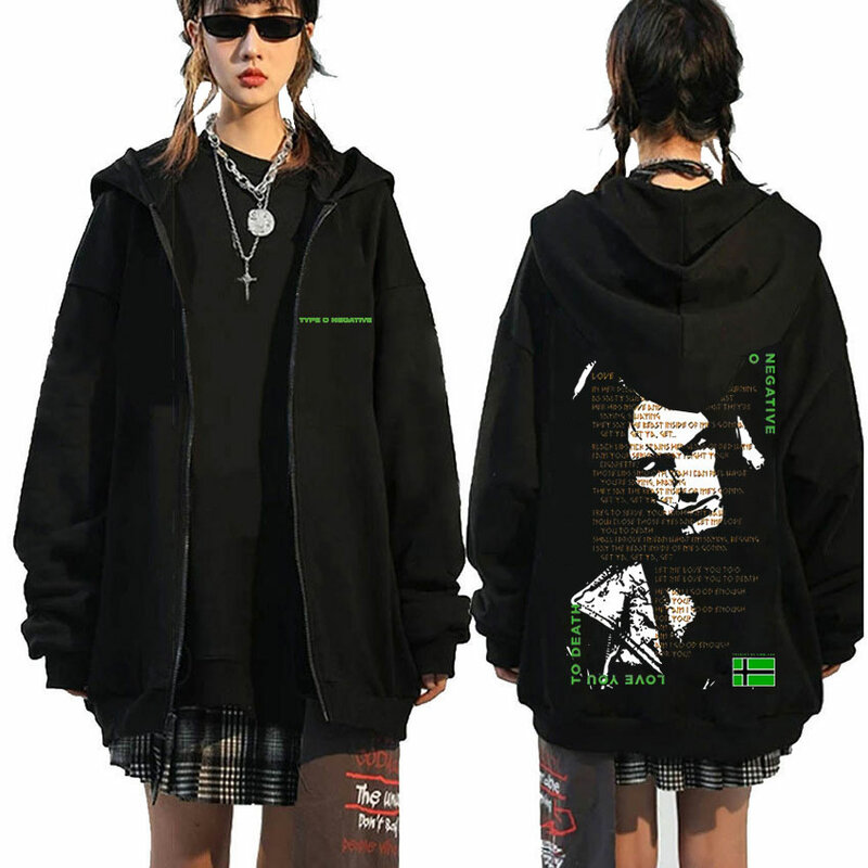 Sudadera con capucha de banda de Rock para hombre y mujer, chaqueta con cremallera, Estilo Vintage, informal, Oversize