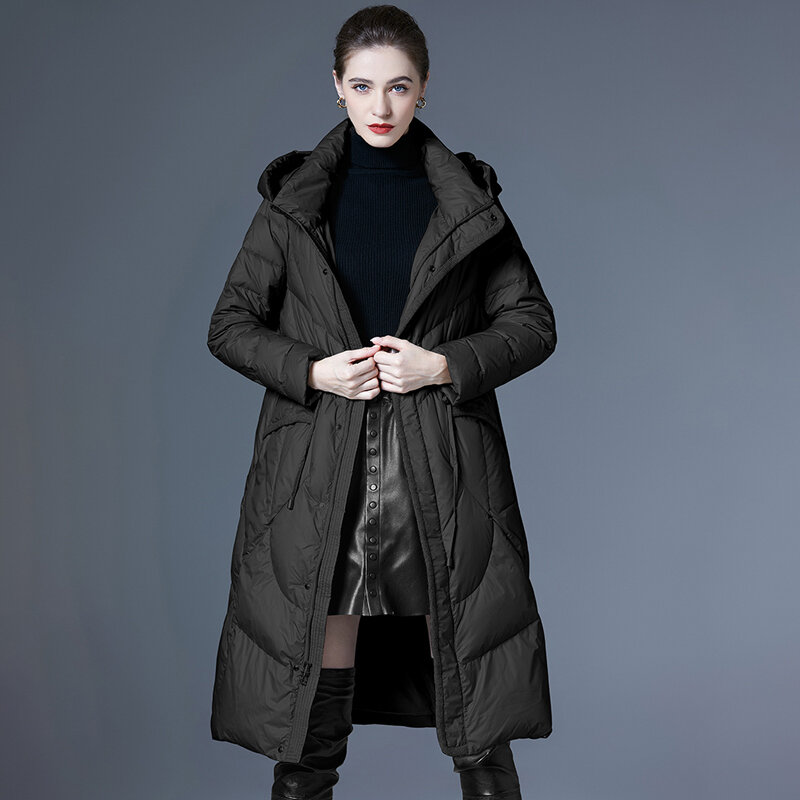 2023 nowe zimowe damskie płaszcze puchowe zagęszczone białe kurtki z kaczym puchu damskie wysokiej klasy europejski płaszcz odzież na śnieg Overcoa