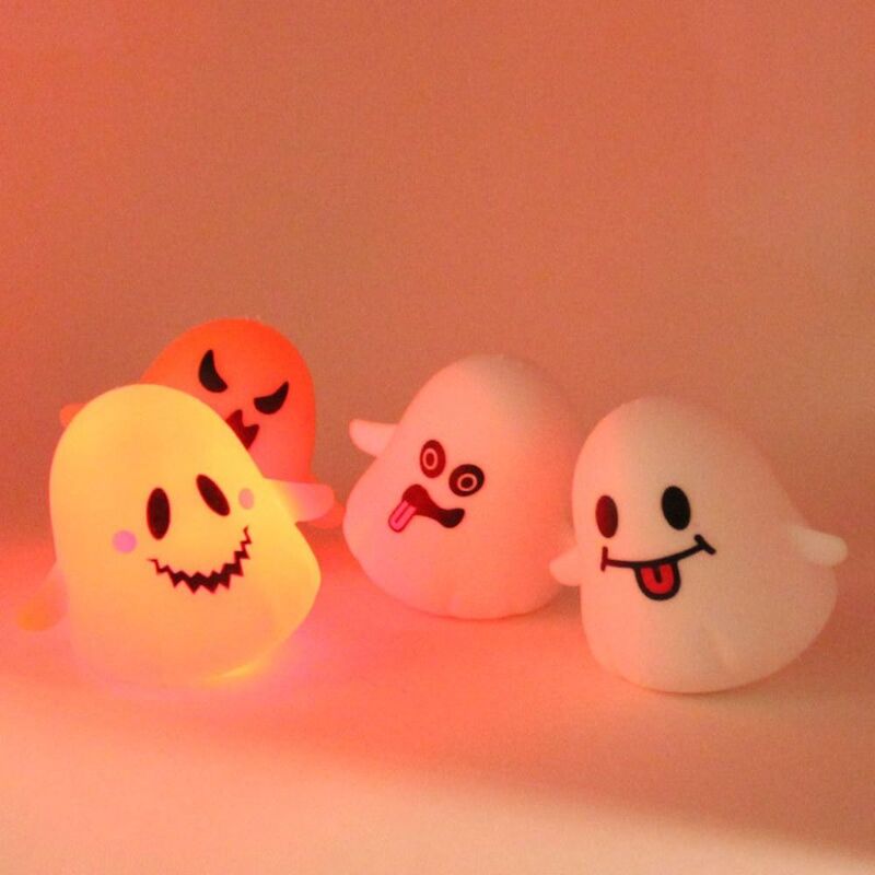 Mainan Fidget labu Halloween bersinar hantu labu lambat naik Remas tengkorak Fidget berpendar bola cubit hadiah anak-anak