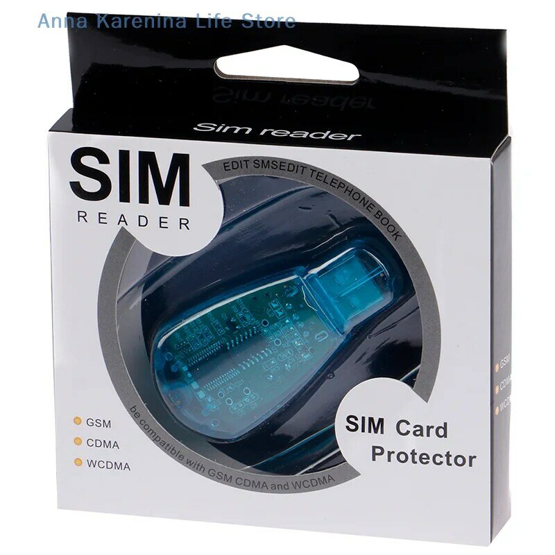1 zestaw przezroczystą niebieską czytnik kart SIM USB do kopiowania/klonera czytnik kart SIM GSM CDMA SMS Edit Backup + CD urządzenie do transmisji danych z telefonu komórkowego
