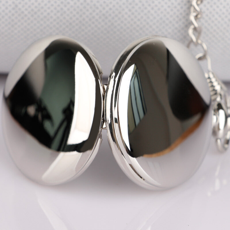 Серебряные гладкие кварцевые винтажные карманные часы Aloy, ожерелье, элегантный ретро кулон, подарок с цепочкой FOB CF1001