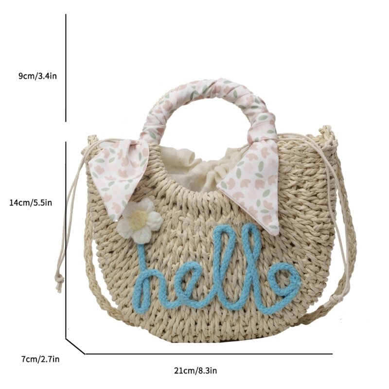 Пляжная сумка ручной работы для женщин, сумка через плечо с буквенным принтом, соломенная сумка-мессенджер для девочек