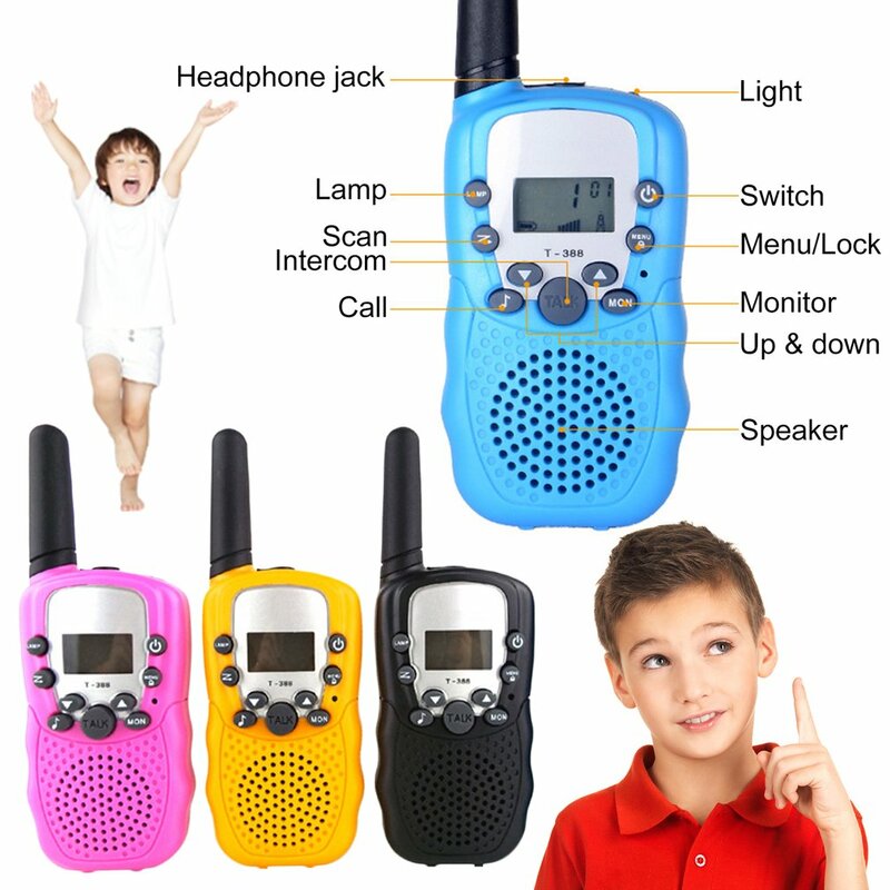 Walkie-talkie T388 para niños, 2 piezas, receptor de Radio, regalo de cumpleaños, juguetes para niños y niñas