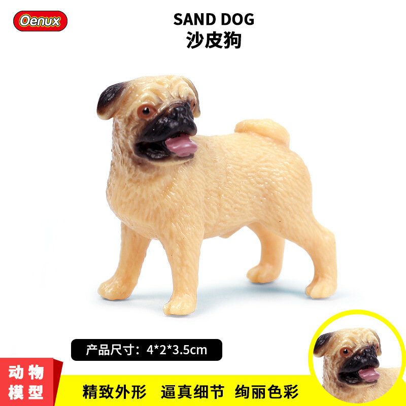 Solidna imitacja Model psa Mini mops Shapi zabawki dla dzieci akcesoria