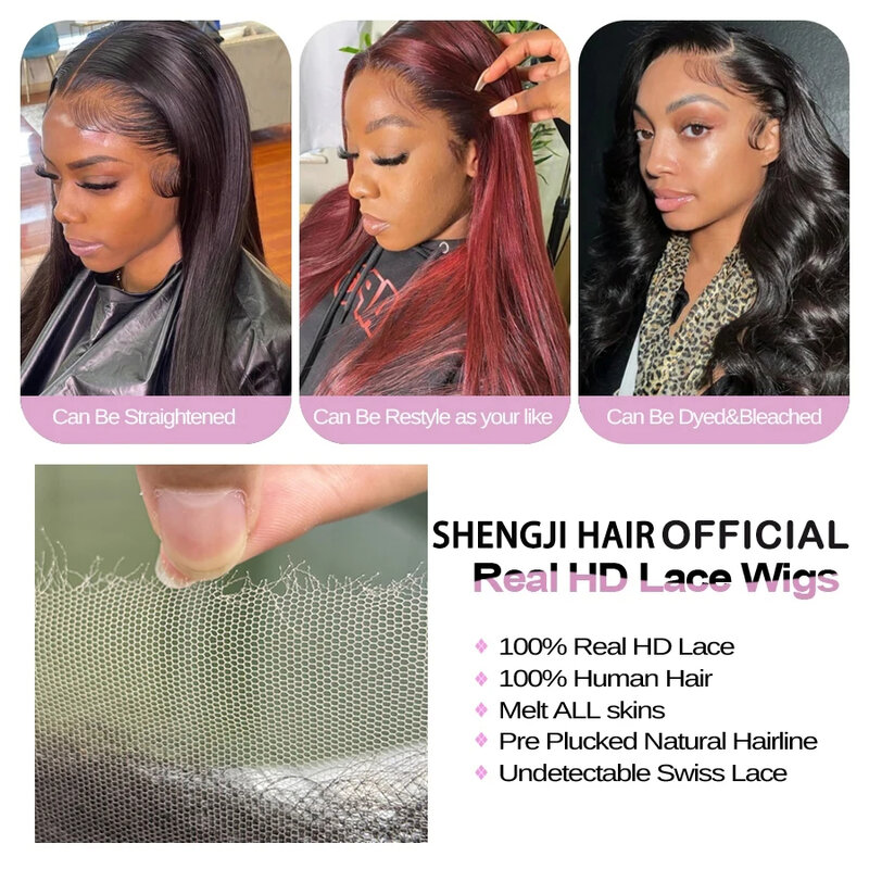 Shengj парики из натуральных человеческих волос, 7x7, прямые, 5x5 6x6