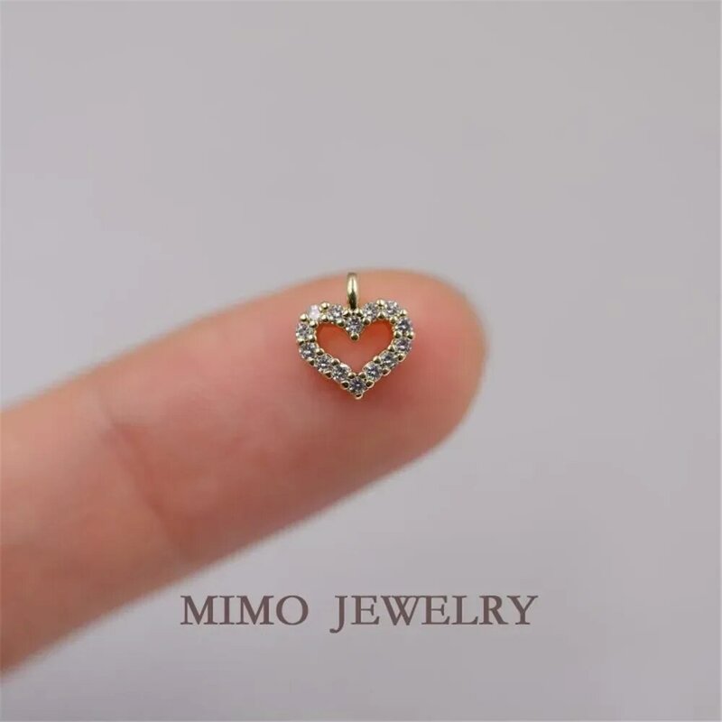 Gold-plated zircon micro-inlaid heart single pendant with 14K gold copper plated DIY handcrafted accessory