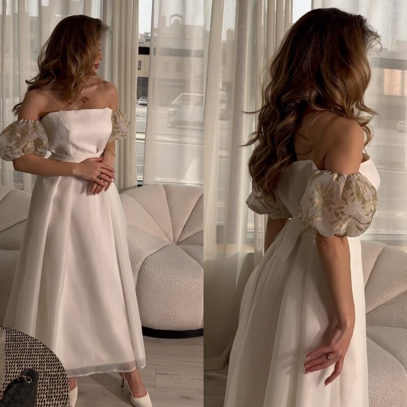 Prom Dress Charmeuse Pattern Valentine's Day A-line Strapless Bespoke Occasion Gown Midi Dresses Saudi Arabia