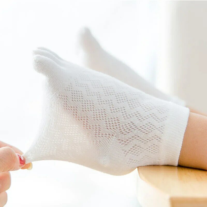 Calcetines de algodón con cinco dedos para niño y niña, medias transpirables de malla para los dedos del pie, accesorios para niños de 1 a 3 a 6 a 10 a 12, 5 pares