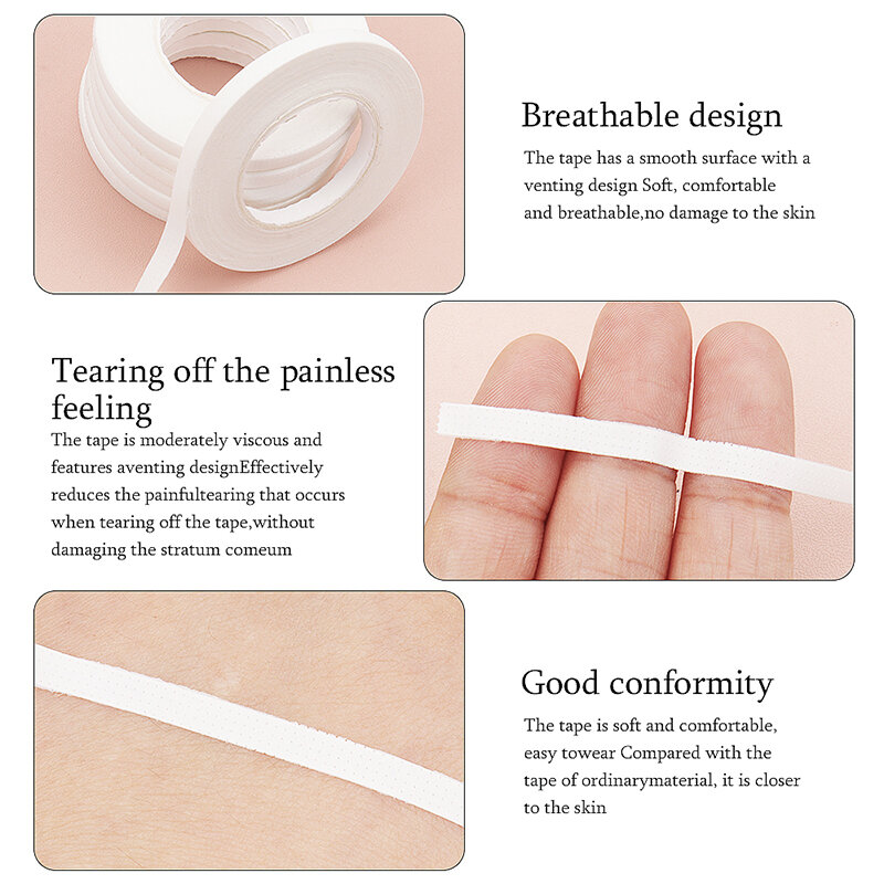 Mini ruban adhésif pour extension de cils, 10 rouleaux de 4mm, tissu microporeux respirant, facile à déchirer, outils de maquillage pour femmes