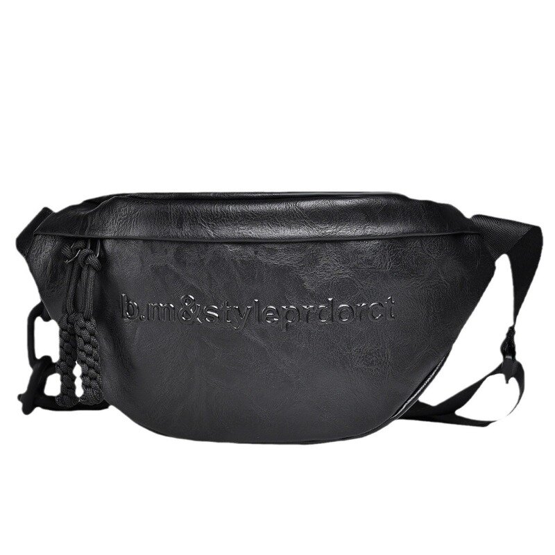 Women's Breast Bag Simple Leisure Chain Black PU Small Body Bag Sports Portable Ins Style Crossbody Bag