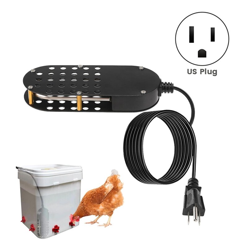 Submersible Chicken Waterer Heater, 250 W Thermostatic Control Chicken Waterer Deicer, US Plug