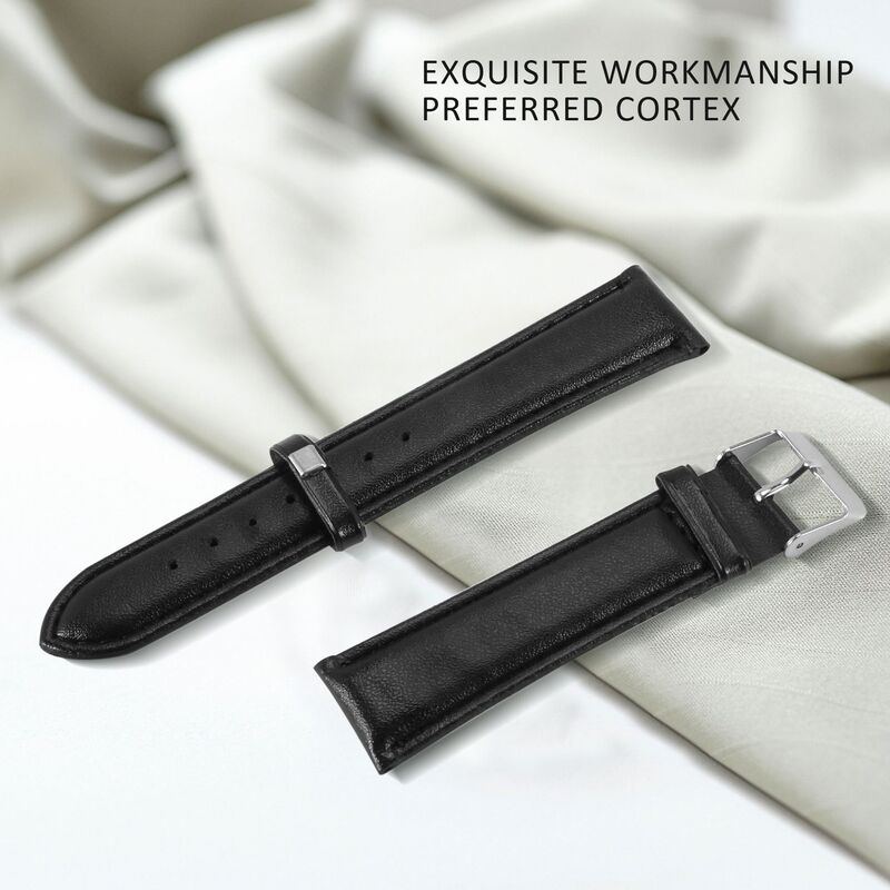 Reloj de pulsera de cuero PU, Color negro, 20mm