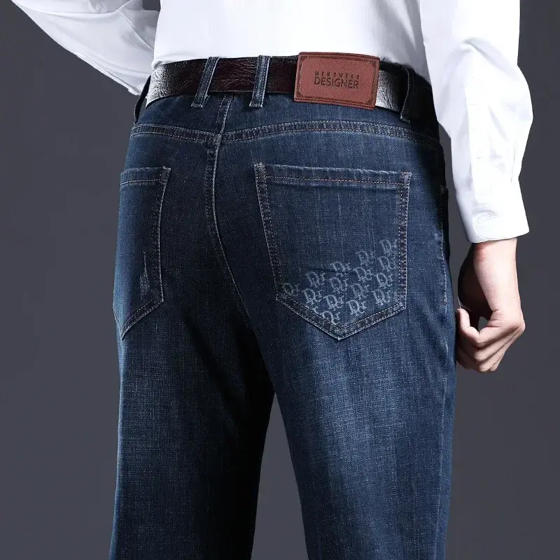 2024 New Fashion Winter and Autumn Mens Cotton Long Pants High Quality Male Patchwork Jeans