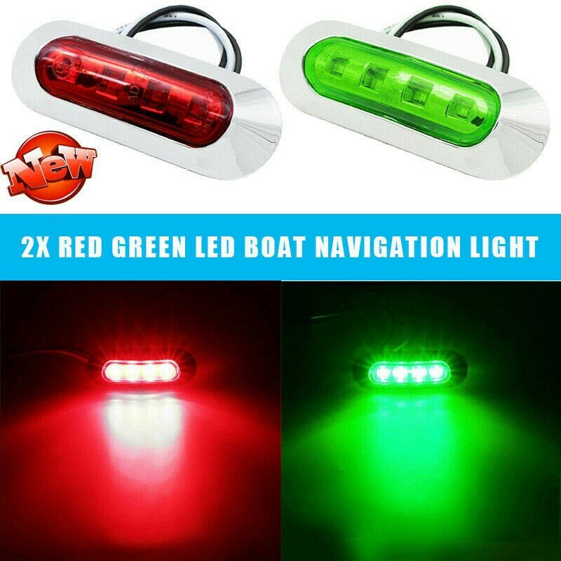 2Pcs Red Green LED Boat Navigation Light 12-24V Waterproof Sailing Signal Lamp Marine Yacht Warning Light
