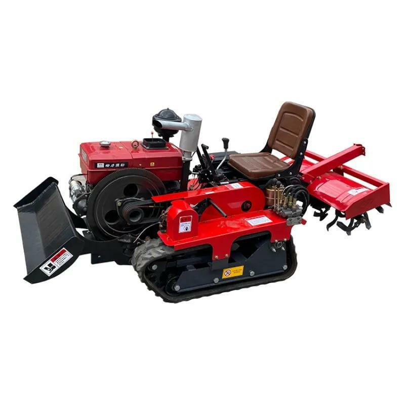 Garden Mini CrawTractor Agriculture Equipment with Hitching Tool Machinery Ride on Cultivator Rotary Tiller