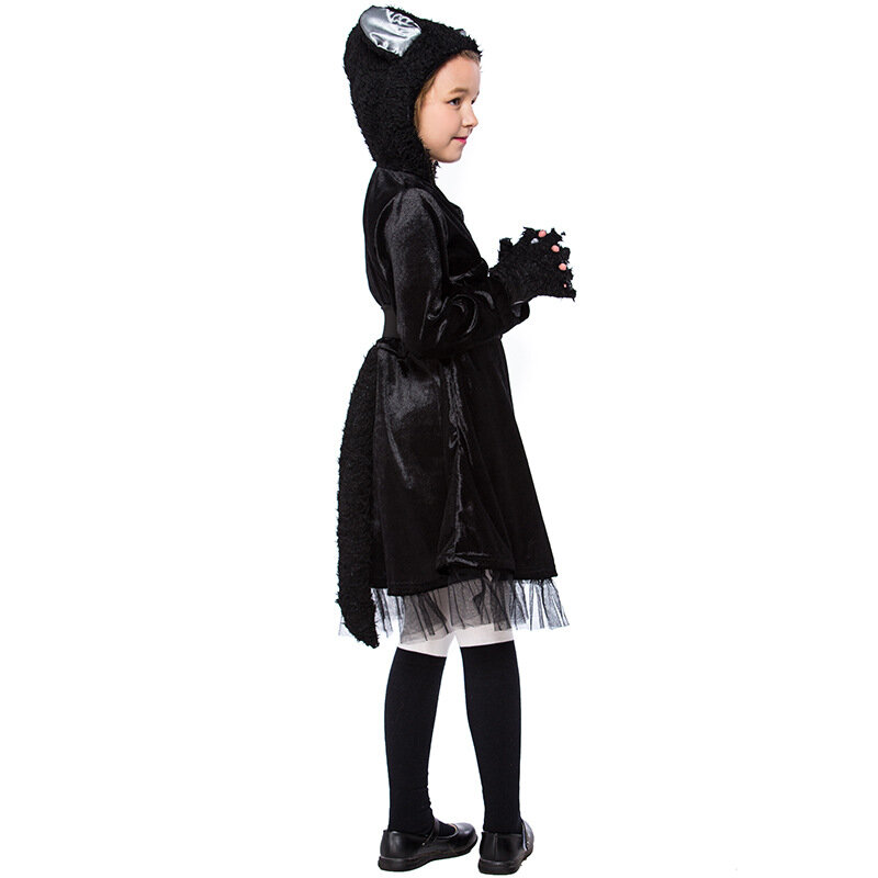 Kinderen Zwarte Kat Cosplay Kostuums Voor Meisjes Maskerade Feest Kostuum