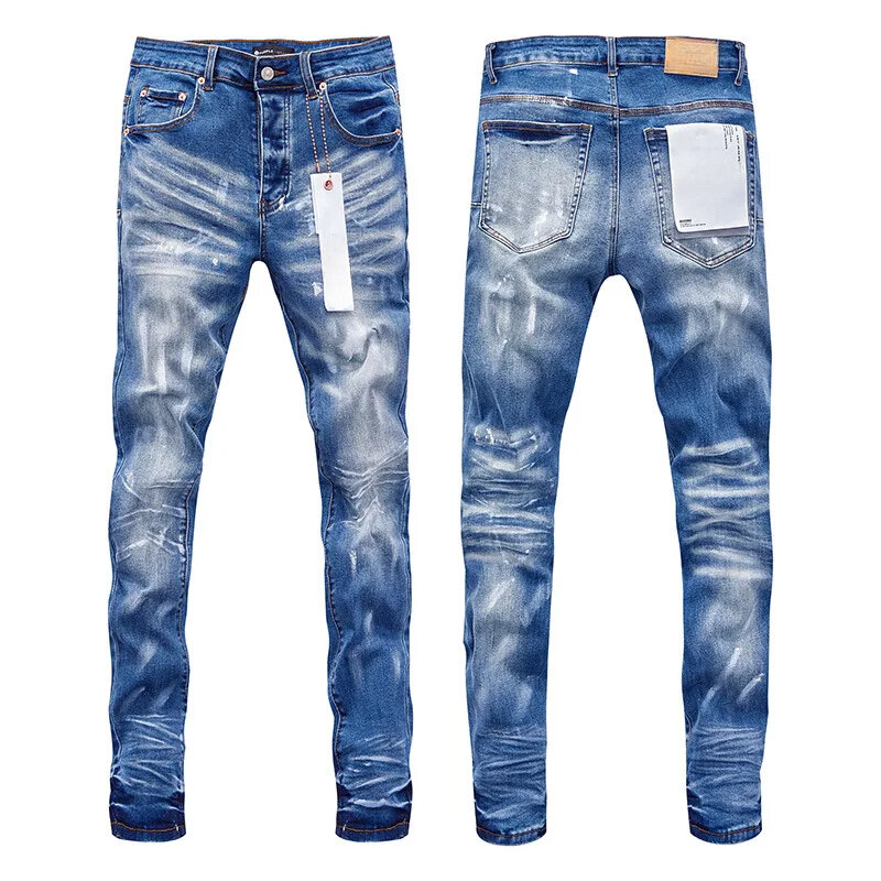 Jeans di marca ROCA viola di alta qualità tendenza americana hip hop cat beard effect pantaloni dritti eleganti e sottili