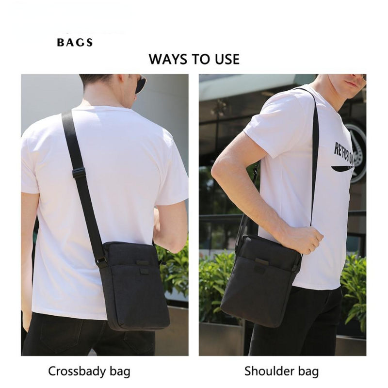 Bolso de hombro de lona ligera para hombre, bolsa cruzada informal, impermeable, mochila de negocios