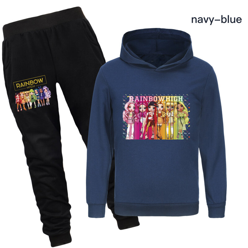 Set di abbigliamento alto arcobaleno felpe con cappuccio per bambini pantaloni da jogging tuta da ragazza giacca con cappuccio top cappotto per bambini neonati Streetwear