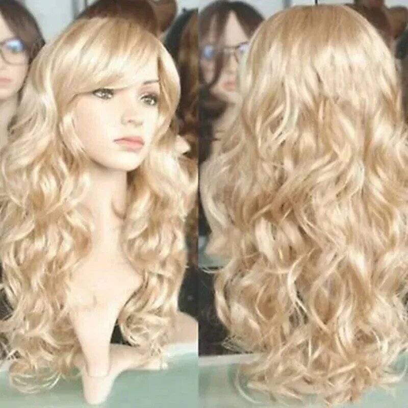 Women fashion Lady anime long curly wavy hair Party cosplay full wig