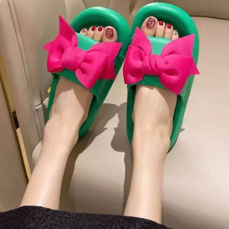 2024 Summer New on Sale Fashion Outdoor Women's Slippers Butterfly-knot Open Toe Slippers Female Zapatos De Mujer