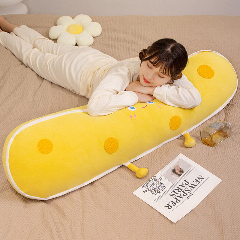 Kawaii Käse Plüschtiere Cartoon langes Kissen gefüllt weiches Essen Sofa Stuhl Kissen Wohnkultur Mädchen Schlaf kissen Kinder Geschenk