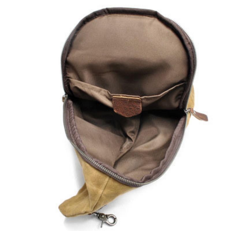 Chihage tas selempang pria antiair, kepribadian Vintage tas dada besar tas bahu kanvas sederhana santai