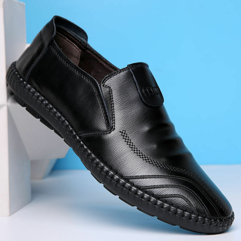 男性用の快適な革靴,履き心地の良いカジュアルシューズ,レトロなスタイル
