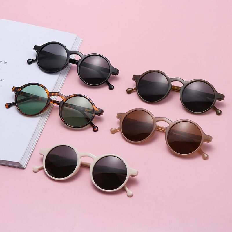 Lunettes de soleil rondes rétro pour femmes, lunettes de soleil vintage à petite monture, lunettes de conduite, lunettes de mode, léopard, noir, 1PC