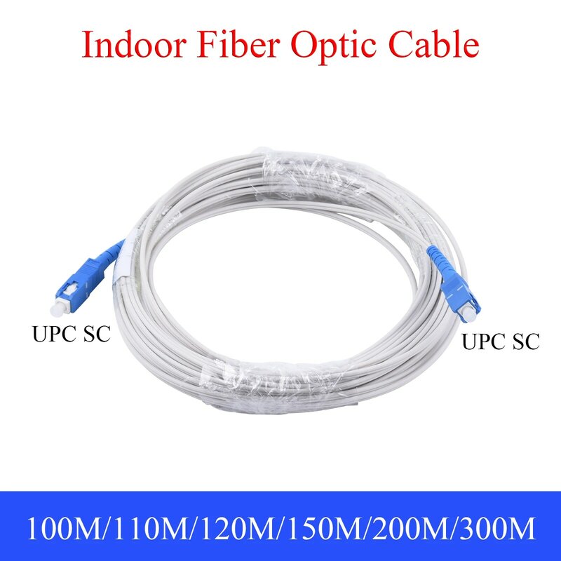 Fiber Optic Extension Cable UPC SC to SC Single Core Single Mode Simplex Indoor Patch Cord 100M/110M/120M/150M/200M/300M Cable
