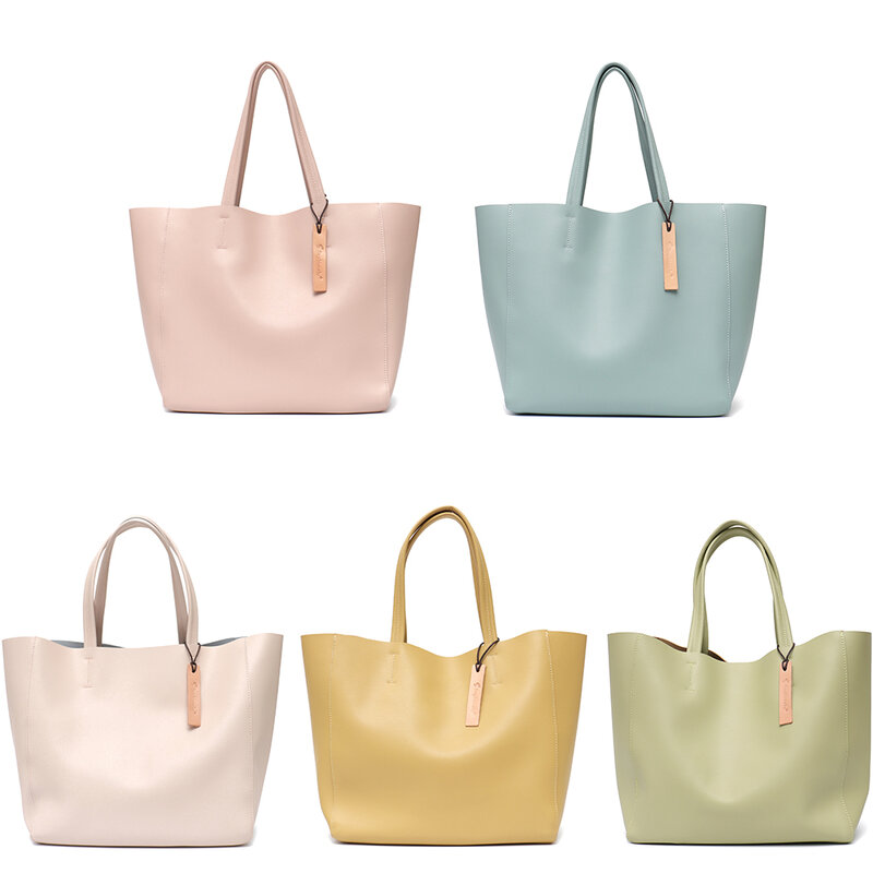 SC Luxury Brand Cow Leather Tote Bags Designer Cowhide Handbags Women Shoulder Bags Fashion Female Large Capacity Liner Bag